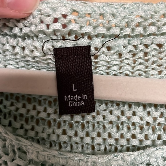 Size large minted green crewneck open knit sweater - Picture 2 of 7